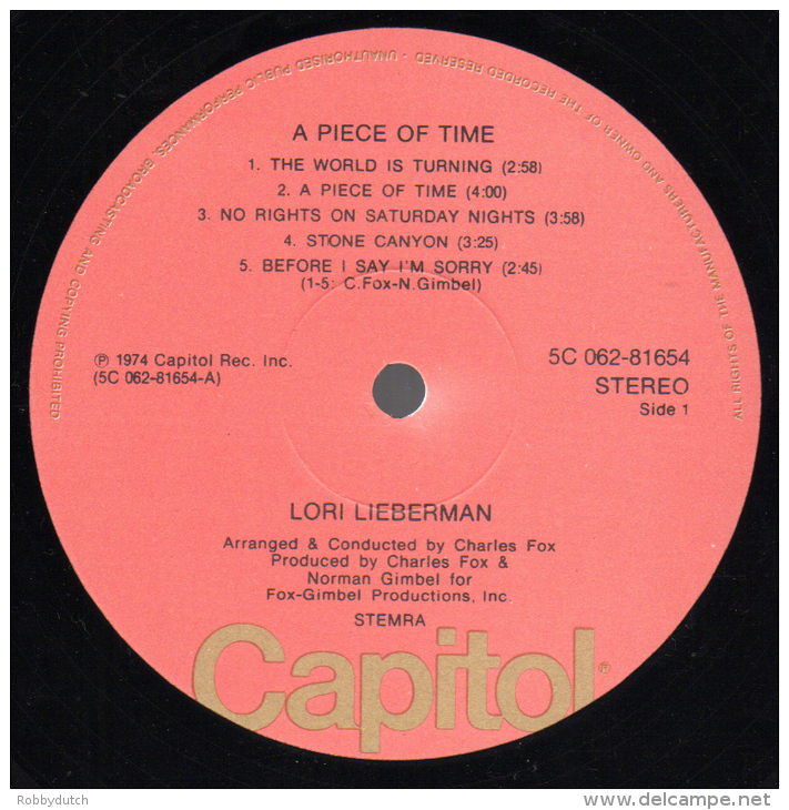 * LP *  LORI LIEBERMAN - A PIECE OF TIME (Holland 1974 EX!!!) - Andere - Engelstalig