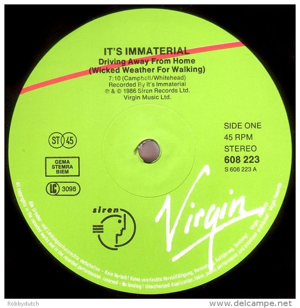 * 12" EP *  IT'S IMMATERIAL - DRIVING AWAY FROM HOME (Europe 1986 EX!!!) - 45 Toeren - Maxi-Single