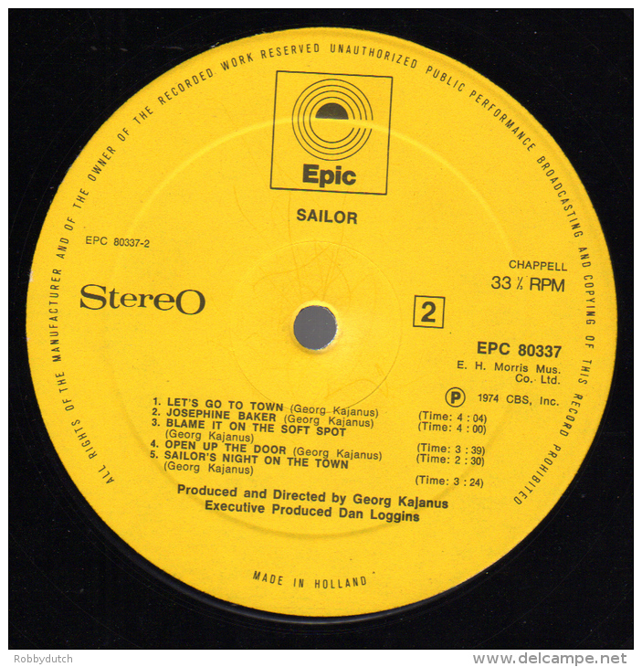 * LP *  SAILOR - SAME (Holland 1974) - Disco, Pop