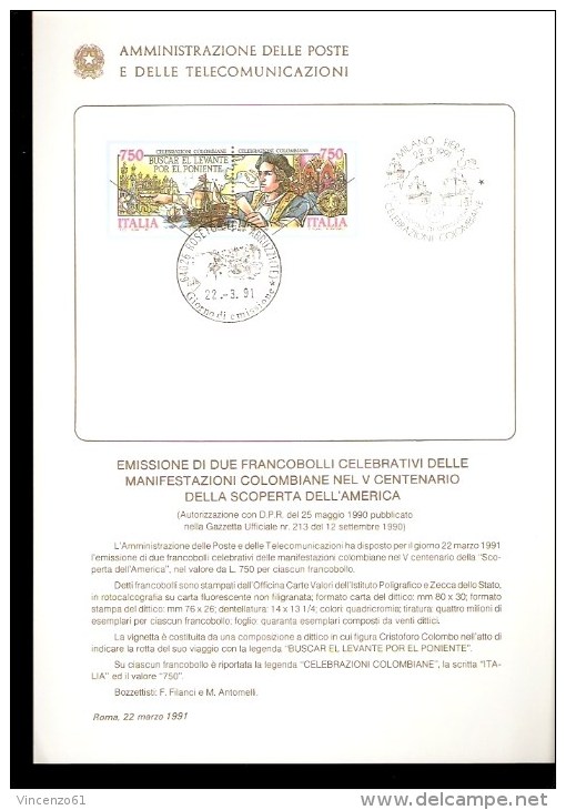 1991 BOLLETTINO  Celebrazioni Colombiane Nel 5° Centenario Della Scoperta Dell´America. Il Progetto. - Christophe Colomb