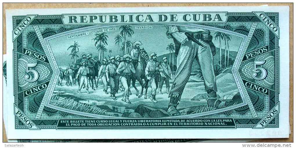 SPECIMEN 1968, Billete De CINCO PESOS, UNC. Primera Decada De La Revolución. - Cuba