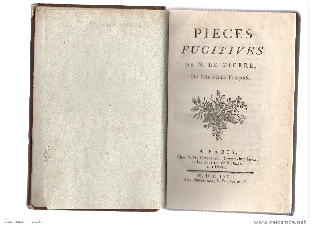 Pièces Fugitives De M.Le Mierre,de L´académie Françoise.X -286 [2] Pages.1782. - 1701-1800