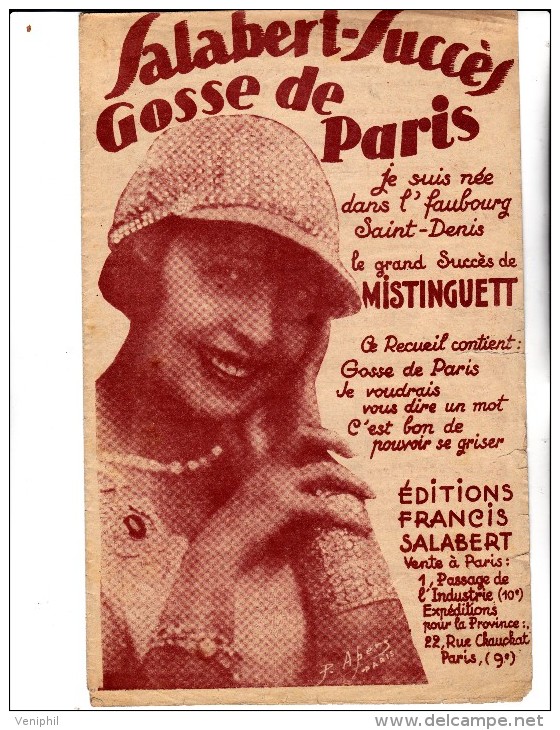 MISTINGUETT - PARTITION  MUSICALE - GOSSE DE PARIS - - Scores & Partitions