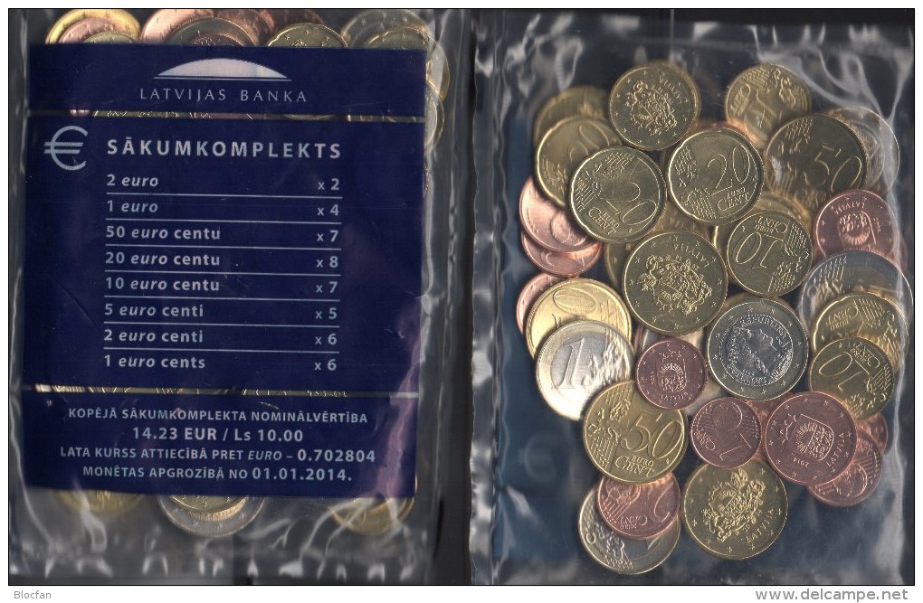 Starter-Paket New 2013/2014 Lettland EURO-Einführung Stg. 45€ Münzen Riga With Sets 1C.- 2€ Coins Of Republik Of Latvija - Lettonie