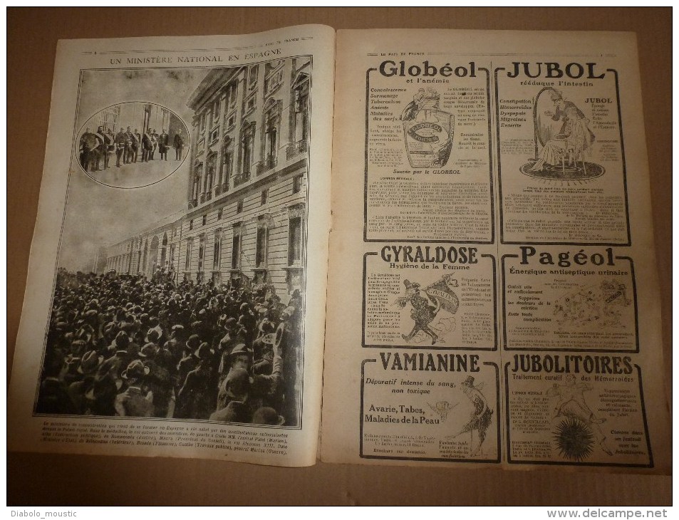 1918 LPDF:Espagne;Armement Allemand;Belges Vainqueurs;Canon CAROLINE,GROSSE BERTHA;Arméniens,Géorgiens;Attelage 6 Boeufs - French