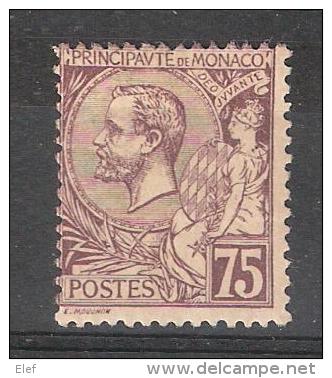 MONACO, 1891, Yvert N° 19, Prince Albert 1 Er, 75 C Violet Brun Sur Paille , Neuf * TB!!!!! Cote 40 Euros - Neufs