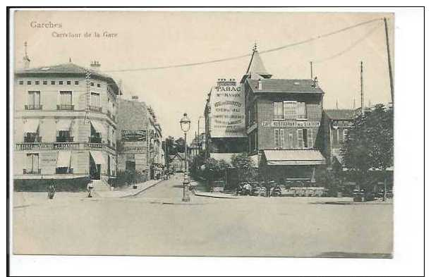 Garches (Hauts De Seine 92) CPA Le Carrefour De La Gare (Café Restaurant De La Station / Hôtel Des Touristes) Trianon - Garches