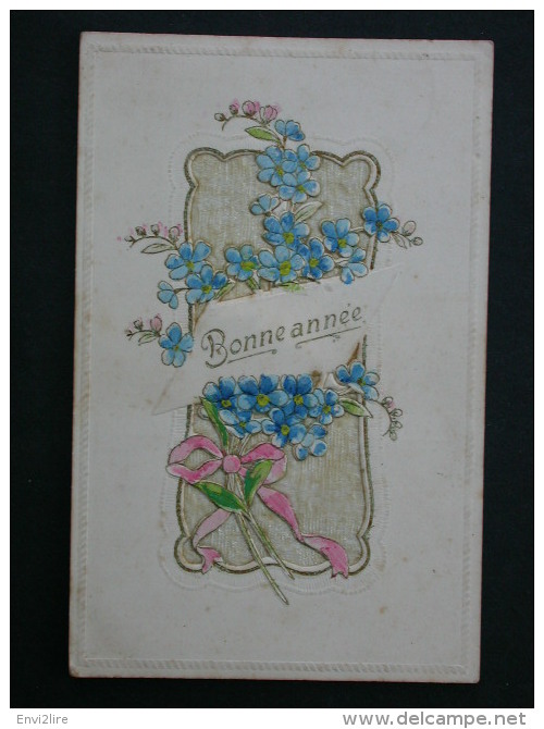 Ref3666 WA CPA Bonne Année - Bouquet De Bleuets - Cadre Doré - Nouvel An