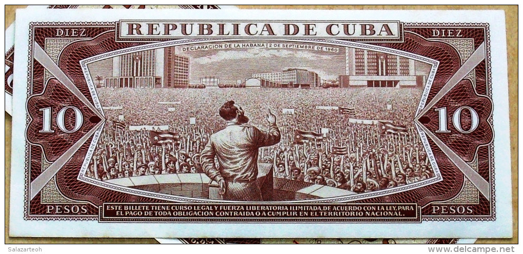 DIEZ PESOS SPECIMEN 1964, Billete UNC. Primeros 5 Años De La Revolución Cubana. - Cuba
