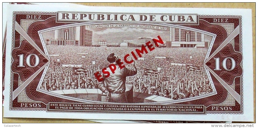 Billete De 1978, (10) DIEZ PESOS SPECIMEN, UNC. Primeros Años De La Revolución Cubana. - Cuba