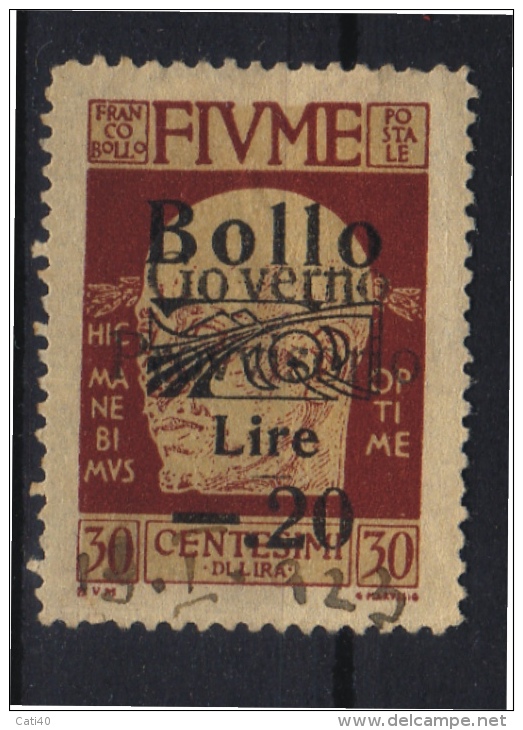 MARCA DA BOLLO/REVENUE  - FIUME - EFFIGE D´ANNUNZIO L. 0,20 SU 30 - Fiume & Kupa