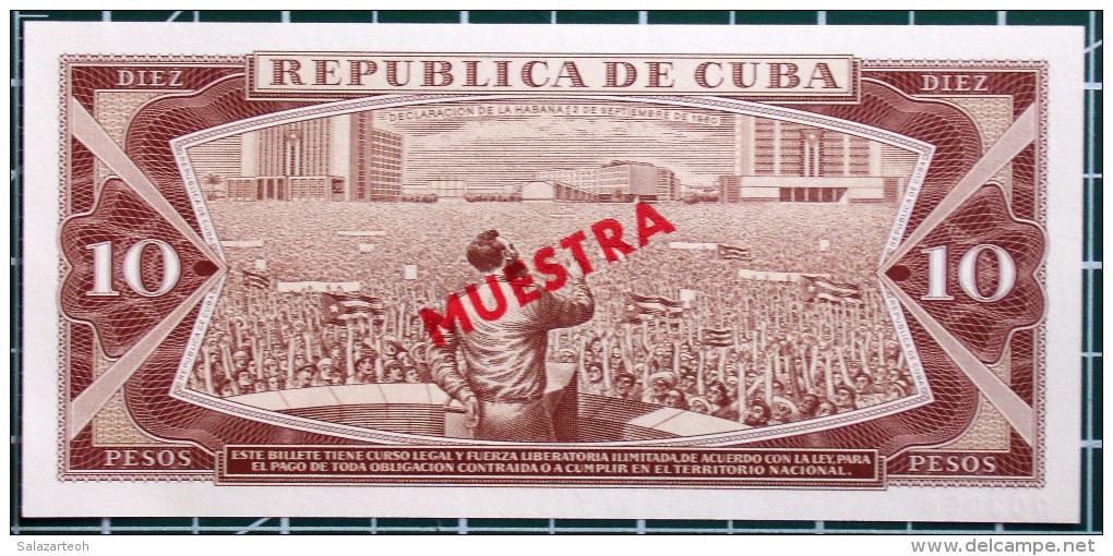 Billete De 1984, MUESTRA (SPECIMEN), De DIEZ PESOS, Crispy UNC. - Cuba