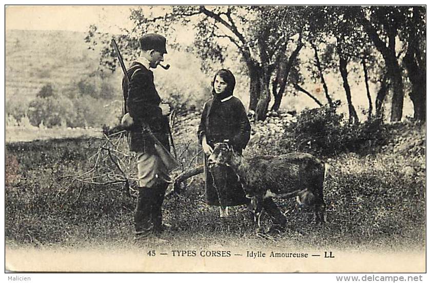 Depts Divers- Haure Corse - Ref P794 - Types Corses - Idylle Amoureuse - Chevre - Chevres - Goat - Goats - - Other & Unclassified