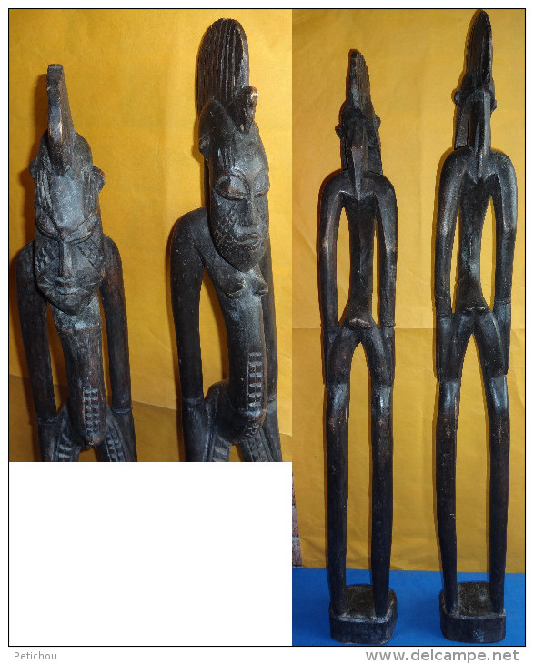 ART AFRICAIN - ORIGINAL TRAVAIL ARTISANAL - STATUES COUPLE - - Arte Africana