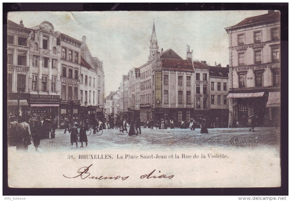 Carte Postale - BRUXELLES - BRUSSEL - La Place Saint Jean Et La Rue De La  Violette - CPA  // - Places, Squares