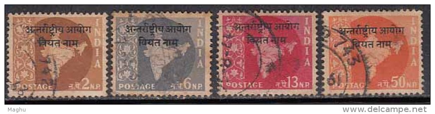 4v India Used 1957, Overprint Vietnam On Map Star Series - Franchise Militaire
