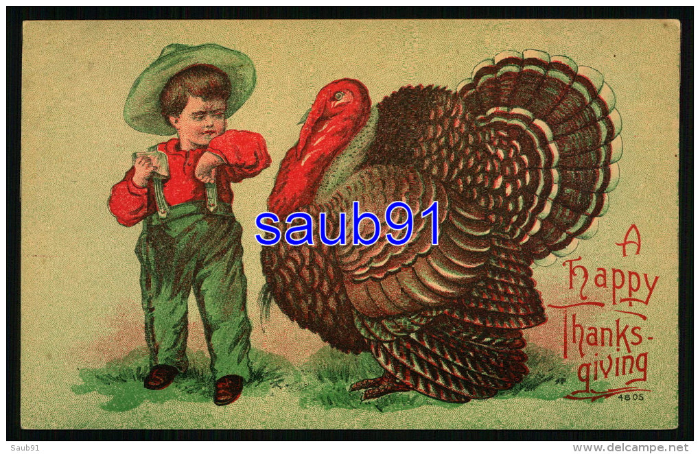 A  Happy  Thanksgiving  - Enfant Et Dinde - Turkey - Thanksgiving