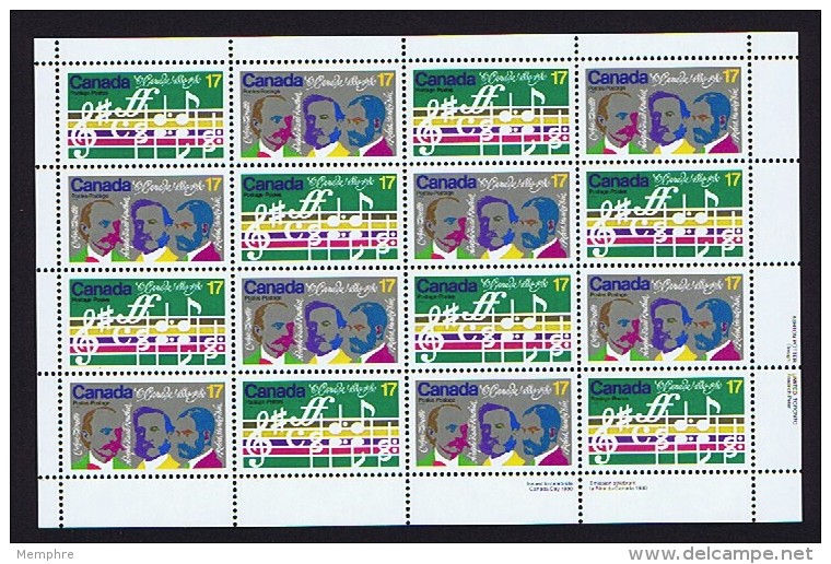 1980  O Canada National Anthem - Music Sc 857-8  Se-tenant Complete MNH Sheet Of 16 With Inscriptions - Feuilles Complètes Et Multiples