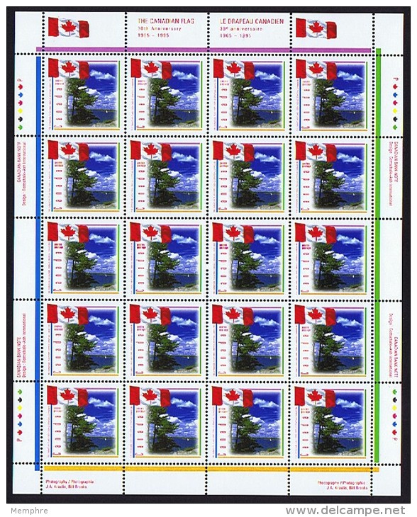 1995  Canadian Flag  Sc 1546   Complete MNH Sheet Of 20  With Inscriptions - Feuilles Complètes Et Multiples