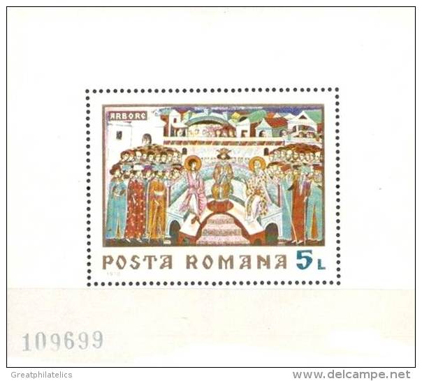 ROMANIA 1970 FRESCO Fr.CHURCH S/S MNH RELIGION, PAINTINGS (3ALL) - Abdijen En Kloosters