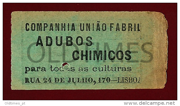 PORTUGAL - BILHETE CARRIS DE FERRO - CUF - 1900 OLD ADVERTISING TRAM TICKET - Europa