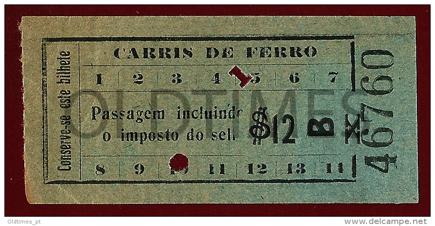 PORTUGAL - BILHETE CARRIS DE FERRO - OLD TRAM TICKET - Europa