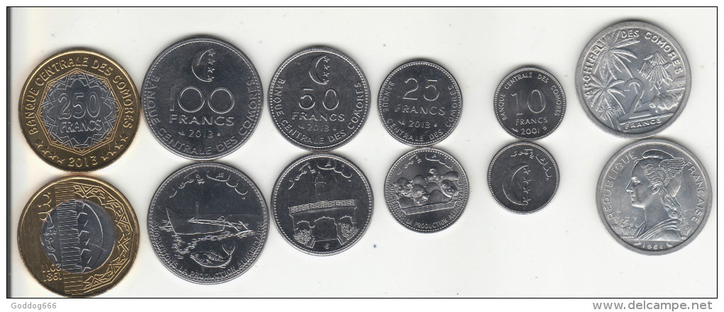 Komoren, COMORES ,(6pcs)UNC 1x.bimetal= 250 Fc =2013 ..R.. - Comores