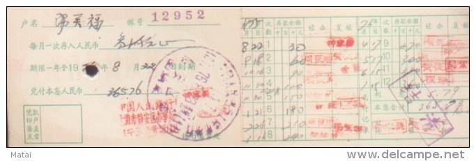 CHINA CHINE 1975 PEOPLE'S BANK OF CHINA SHANGHAI BRANCH  PASSBOOK - Ongebruikt