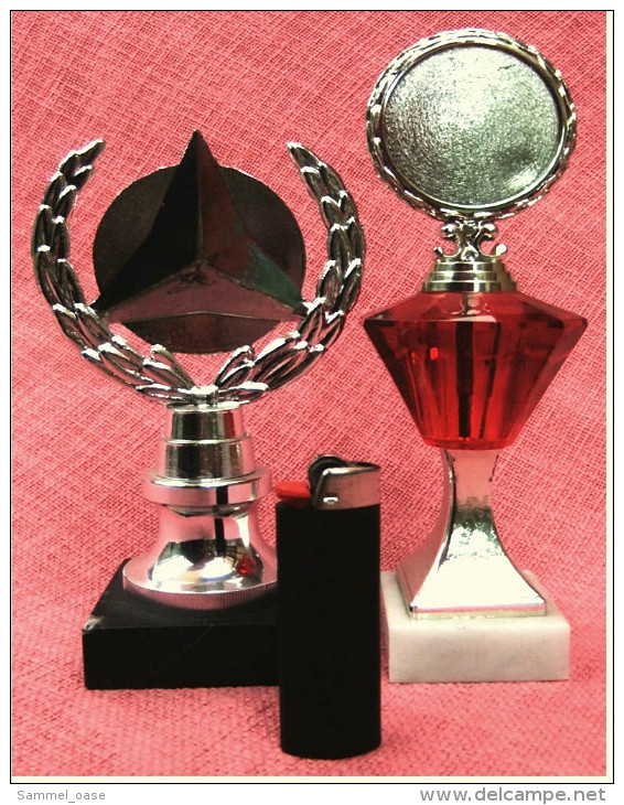 2 X Kleine Pokal Kaninchen-Zucht-Verein  -  Ca. 21 Cm Und 18 Cm Länge  -  Von Ca. 1986 - Sonstige & Ohne Zuordnung