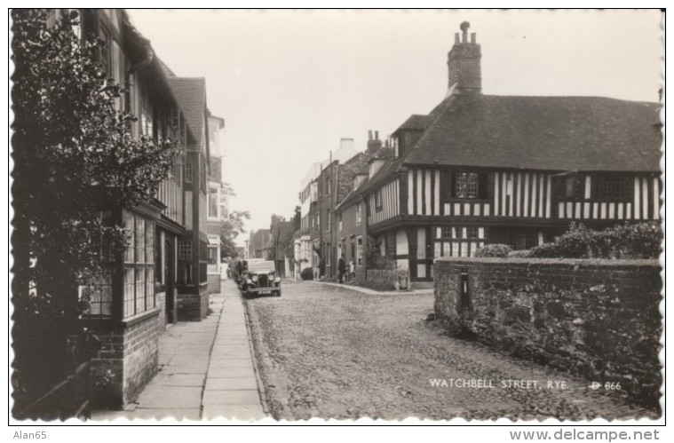 Rye UK, Watchbell Street Scene, Auto, C1940s Vintage Real Photo Postcard - Rye