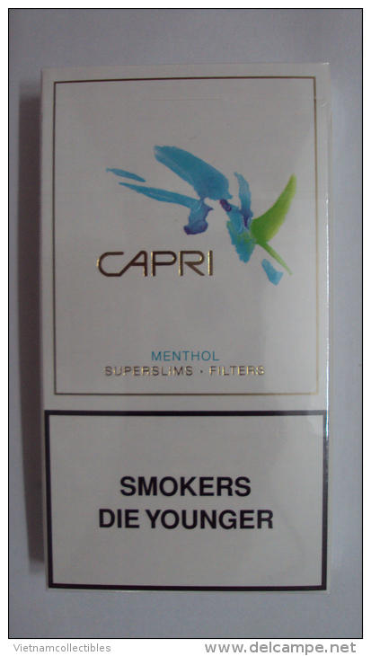 Vietnam Viet Nam CAPRI Empty Hard Pack Of Tobacco Cigarette - Zigarettenetuis (leer)