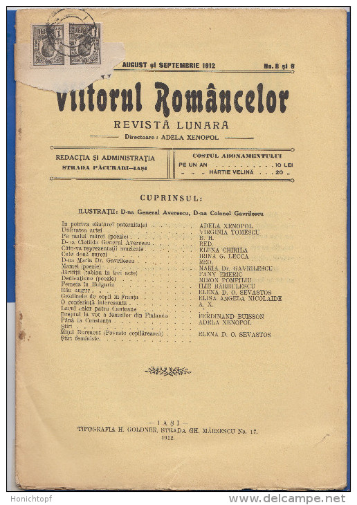 Rumänien; Wrapper 1912; Michel 220; Revista Viitorul Romancelor Nr. 8/9; 24 Seiten; Romania - Covers & Documents