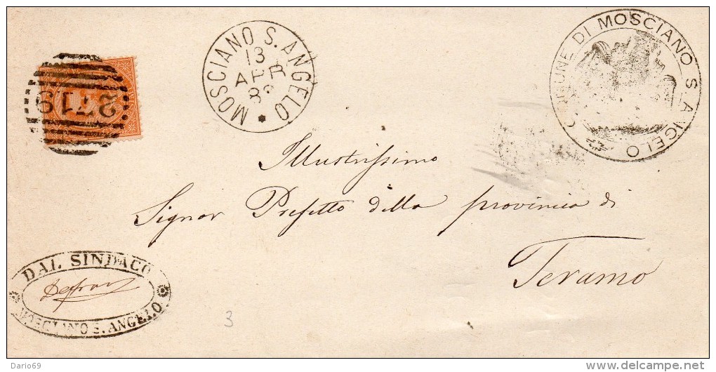 1883    LETTERA CON ANNULLO MOSCIANO S. ANGELO TERAMO - Marcophilie