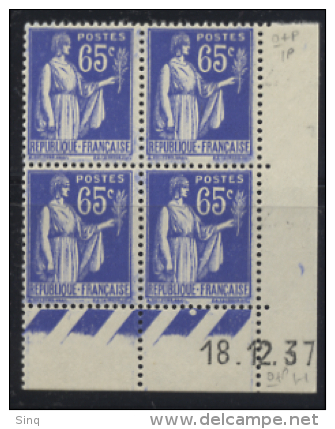 N° 365 Type Paix 65c Outremer Date 18-12-37 - 1930-1939