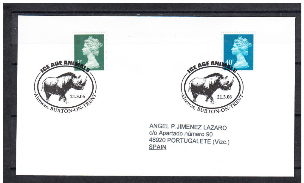 GRAN BRETAÑA.2006  ANIMALES DE LA ERA GLACIAL. RINOCERONTE  . CN 2607 - Prehistóricos