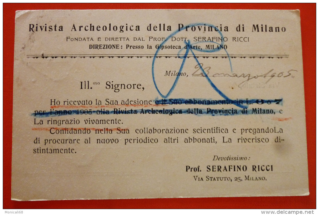 Regno 1905 - Cedola Commissione Libraria-Rivista Archeologica Della Provincia Di Milano - Interi Postali