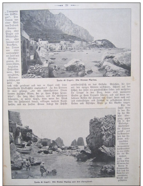 Capri Belvedere Avers Kleine Grosse Marina Faraglioni Isola 1905 Zeitungsausschnitt Zeitung Newspaper Clipping Journal - Napoli