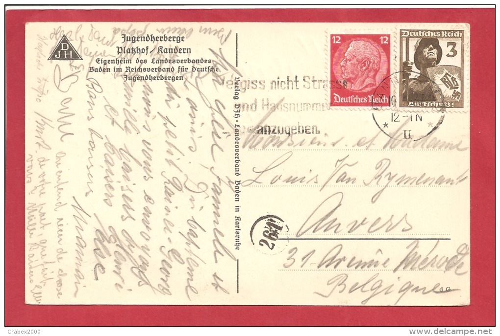 N°Y&T  444+591   ANZUGEBEN        Vers    BELGIQUE  Le      1937  2 SCANS - Briefe U. Dokumente