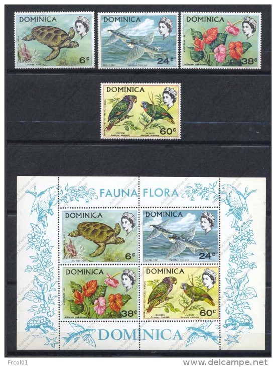 Dominica, Yvert 292/295+BF3, Scott 297/300&297a/300a, SG 303/306+MS307, MNH - Dominica (1978-...)