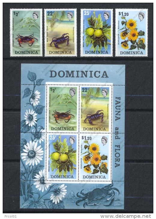 Dominica, Yvert 362/365+BF19, Scott 368/371+368a/371a, MNH - Dominica (...-1978)