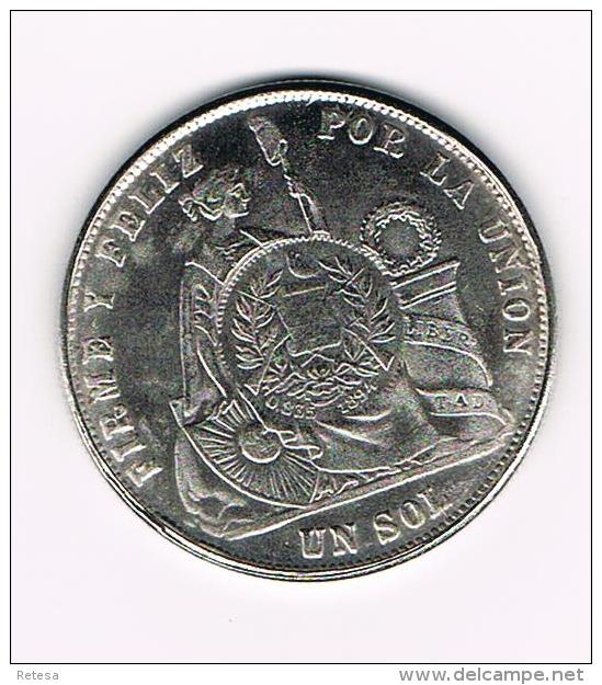 ¨  PERU  UN SOL  1871 ( COPY ) - Souvenir-Medaille (elongated Coins)