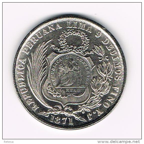 ¨  PERU  UN SOL  1871 ( COPY ) - Souvenir-Medaille (elongated Coins)