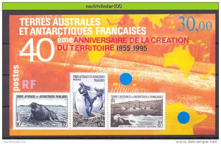 Nbu006 FAUNA VOGELS SEAL BIRDS PENGUIN SEA MAMMALS TAAF TERRES AUSTRALES ET ANTARCTIQUES FRANCAISES 1995 PF/MNH - Antarctische Fauna