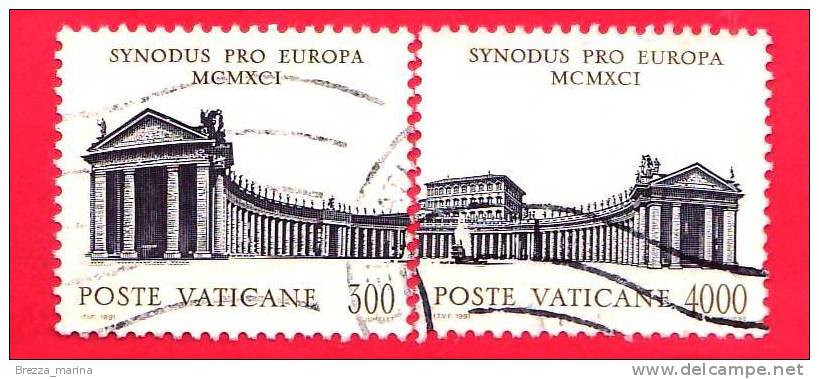 VATICANO  - USATO -1991 - Assemblea Speciale Per L´Europa Del Sinodo Dei Vescovi - 300+4000 L. • Colonnato Di San Pietro - Oblitérés