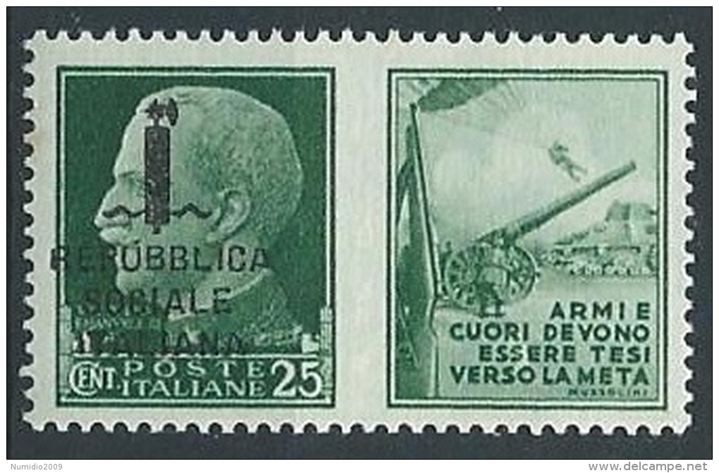 1944 RSI PROPAGANDA DI GUERRA 25 CENT MNH ** - ED829 - Propagande De Guerre