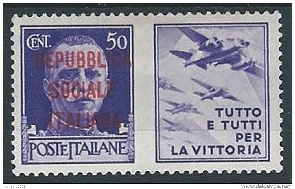 1944 RSI PROPAGANDA DI GUERRA 50 CENT MH * - ED831-2 - Propaganda Di Guerra