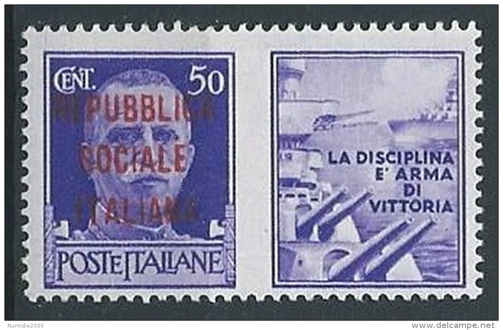 1944 RSI PROPAGANDA DI GUERRA 50 CENT MNH ** - ED831-2 - War Propaganda