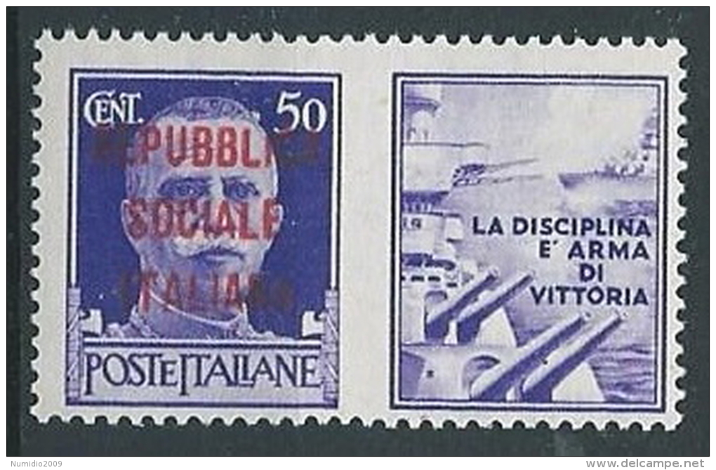 1944 RSI PROPAGANDA DI GUERRA 50 CENT MNH ** - ED831-4 - War Propaganda