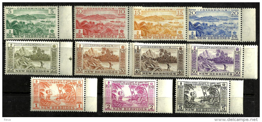 BRITISH NEW HEBRIDES DEFINITIVES LANDSCAPE BOAT SET OF 11 STAMPS 5 CTS-5 FR ISSUED 1957 MUH SG98-108 READ DESCRIPTION !! - Nuovi