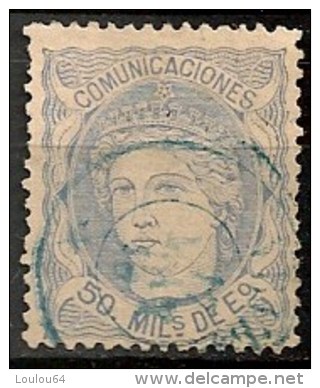 Timbres - Espagne - 1870-1872 - 50 Mils De Escudo - N° 107 - - Usati